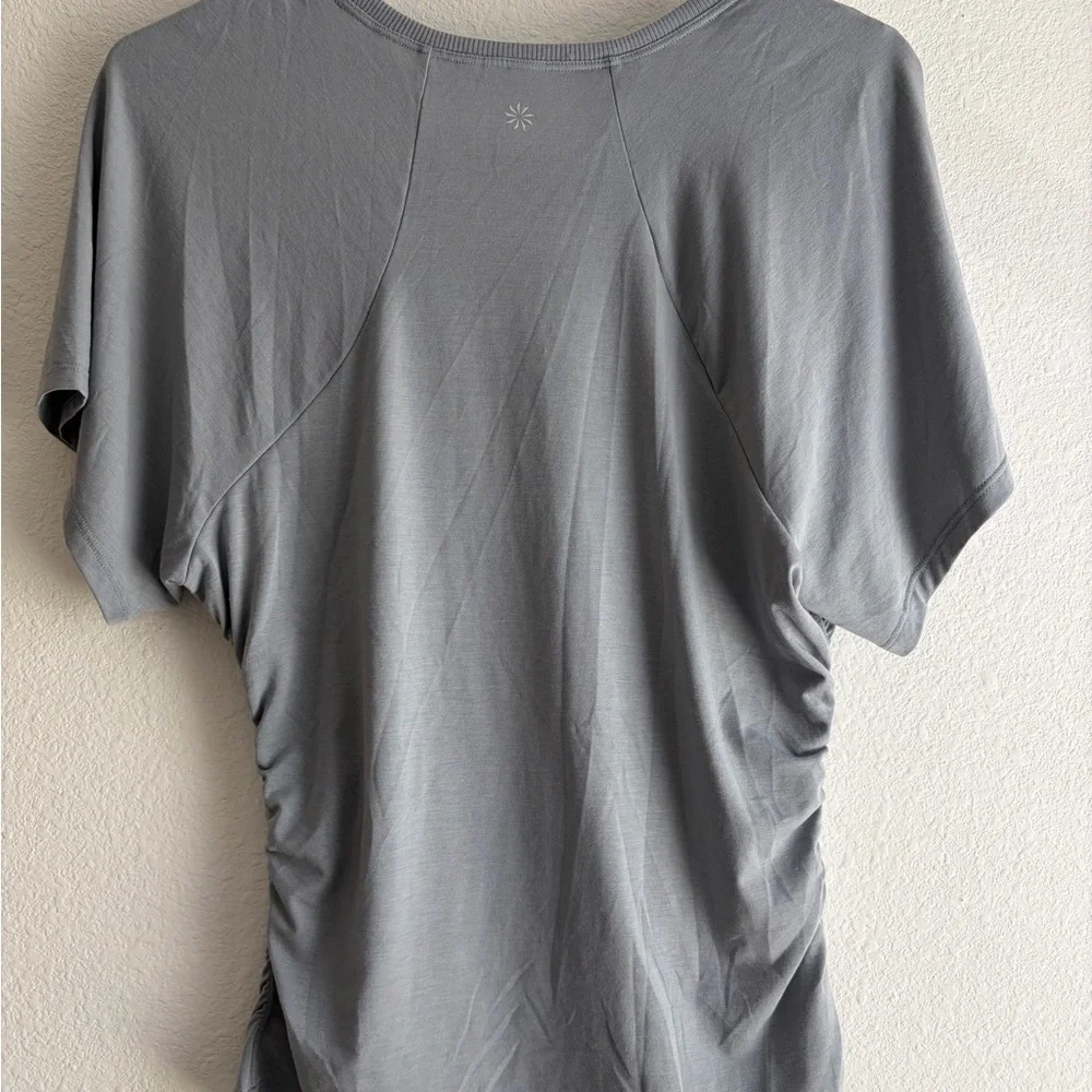 Athleta Gray Short-Sleeve Ruched Side Tee - Picture 2 of 4